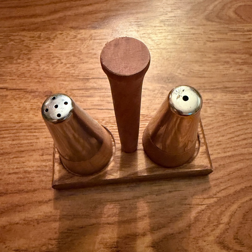 Vintage Salt and Pepper Shakers with Stand